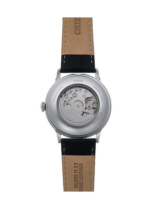Мъжки Часовник 40mm Хронограф Автоматичен с Черна Кожена Каишка
