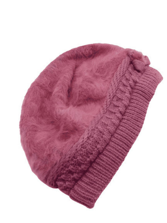 Beret with soft inner lining and tassel on the side (dusty pink,one size,synthetic)