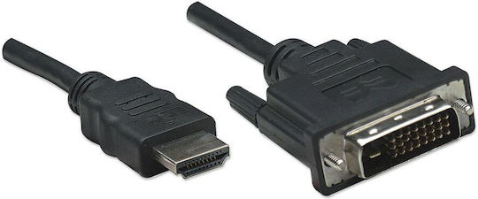 Manhattan Cable DVI-D male - HDMI male 1m Μαύρο (322782)