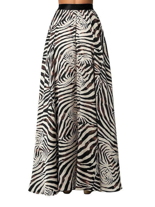 Desiree Satin High Waist Maxi Skirt Leopard in Black color