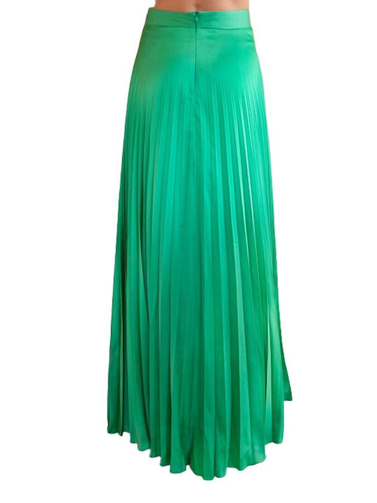 Desiree Satin Midi Skirt in Green color