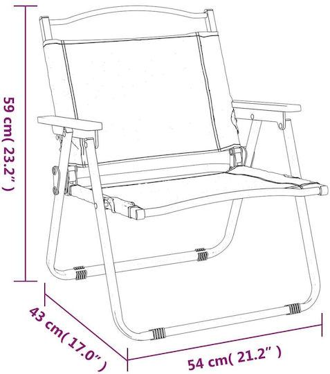 vidaXL Chair Beach Black Waterproof 54x43x59cm Set of 2pcs