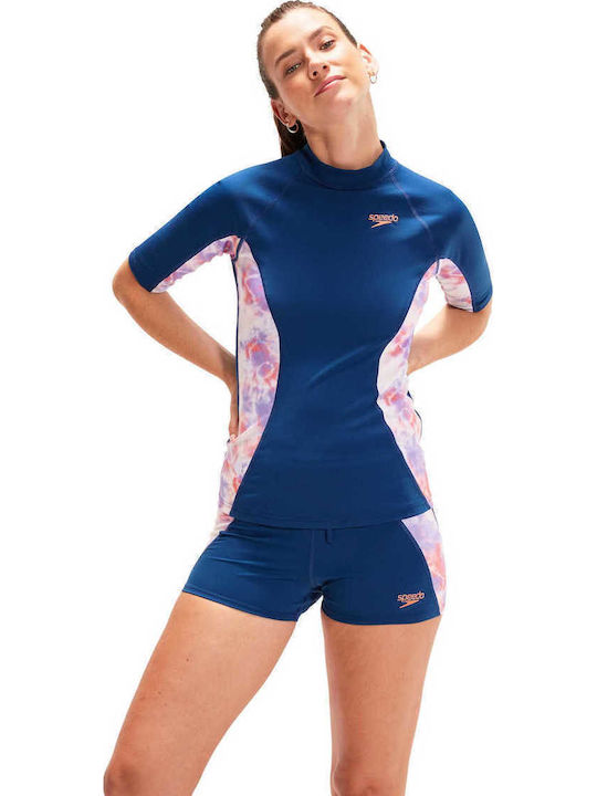 Speedo UPF 40 Γυναικεία Κοντομάνικη Αντηλιακή Μπλούζα Μπλε