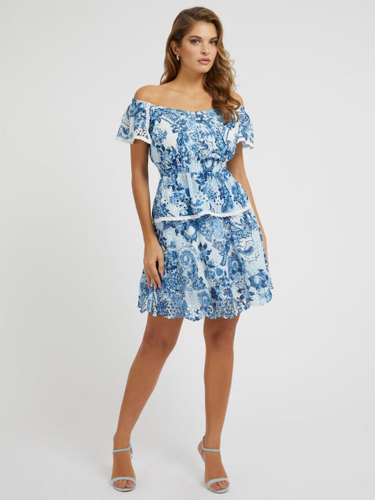 Peggy High-waisted Midi Skirt Floral Blue