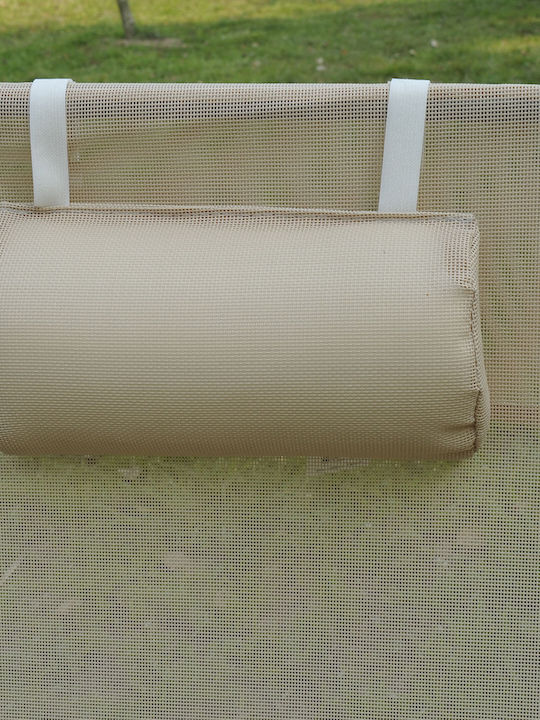 Ξαπλώστρα Μεταλλική με Ύφασμα Textilene Μπεζ 182x56x24.5εκ.