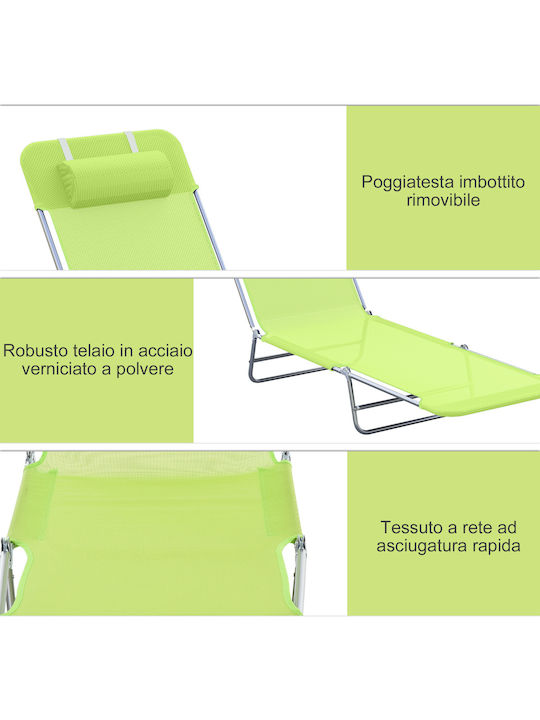 Liegestuhl Metallisch mit Textilene-Stoff Light Green 182x56x24.5cm.