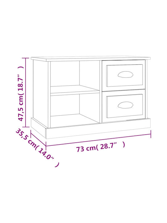 TV Stand Wooden Smoky Oak L73xW35.5xH47.5cm