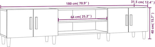 Έπιπλο Τηλεόρασης από Ξύλο & Γυαλί Λευκό Μ180xΠ31.5xΥ40cm