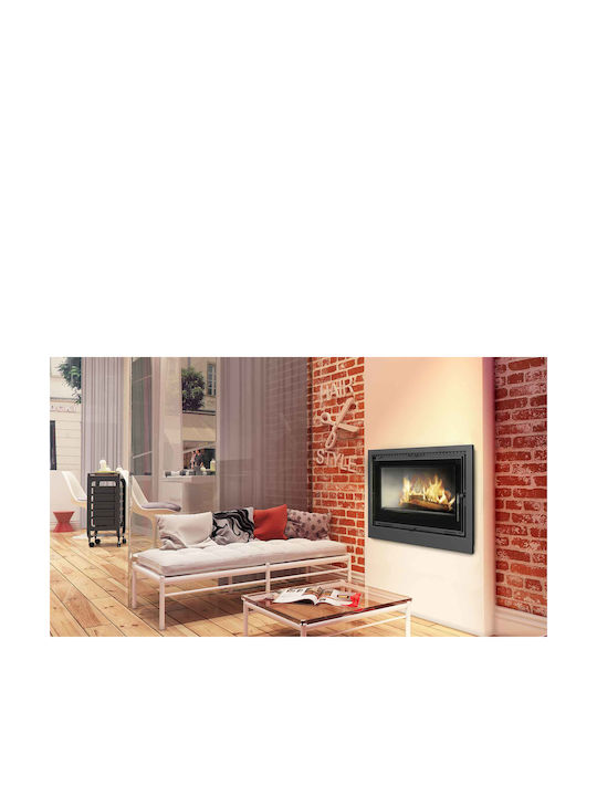 Kratki Arke 80 Kaminofen Kassette Holz Lüftungskanäle 12kW Gerade mit einer zu öffnenden Tür Schwarz