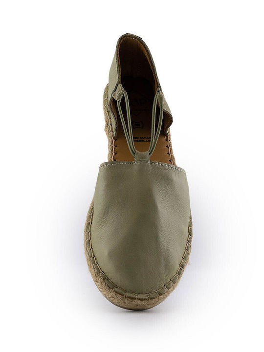 Women's Leather Espadrilles Khaki
