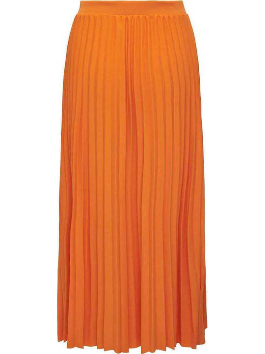 Pleated High-waisted Maxi Skirt Orange Peel
