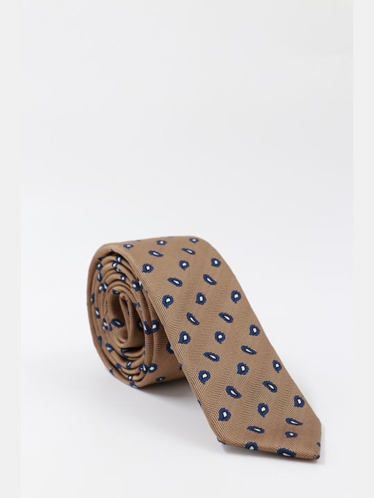 MEN'S TIE BROWN WITH BLUE PATTERN T14 - BROWN MEN'S TIE