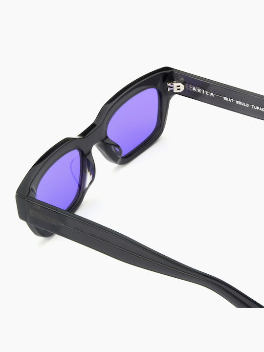 Akila Zed Unisex Sunglasses with Black Plastic Frame and Purple Lens 1925-02-24