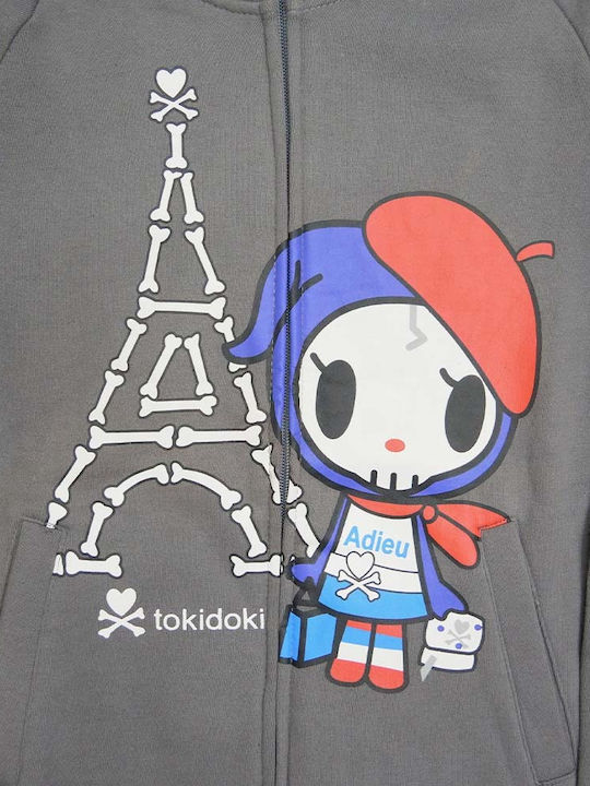 Tokidoki Cardigan pentru copii din material frotirat cu glugă Gri