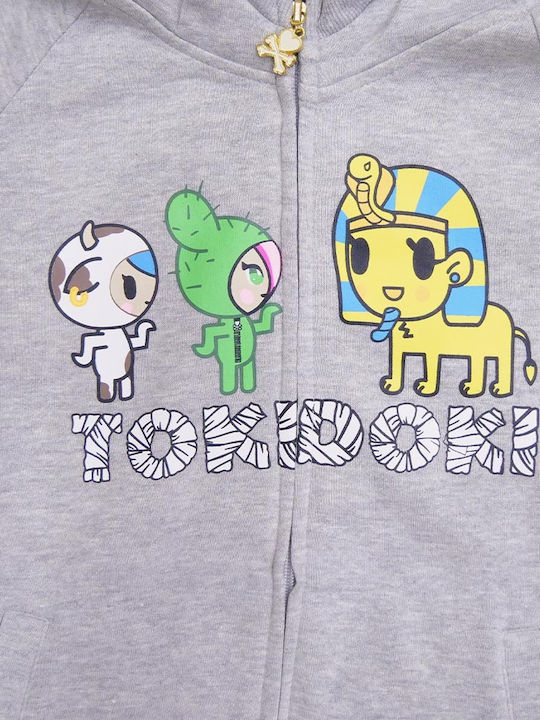 Tokidoki Kids Sweatshirt Cardigan with Hood Gray