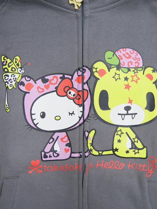 Tokidoki Детска фланелка с цип с качулка Сив