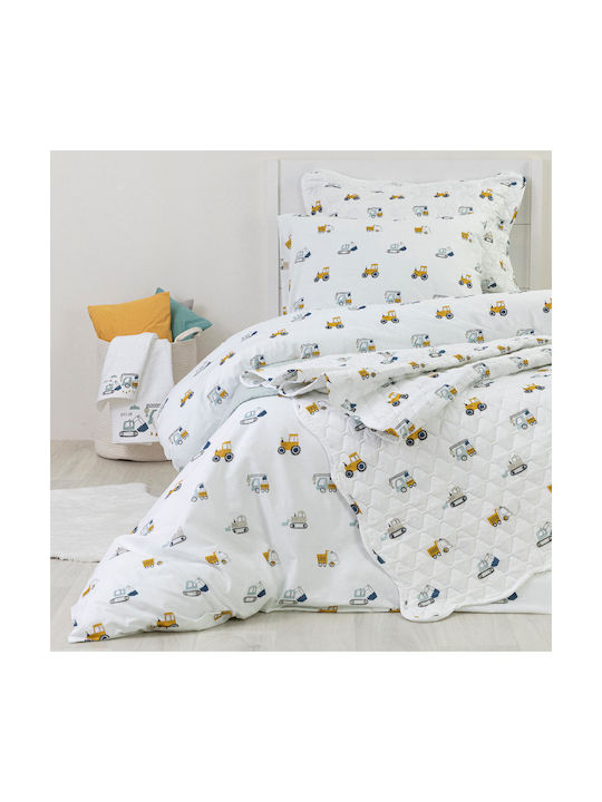 Borea Set Kids Quilt Single with Pillowcase Crane White 160x220cm