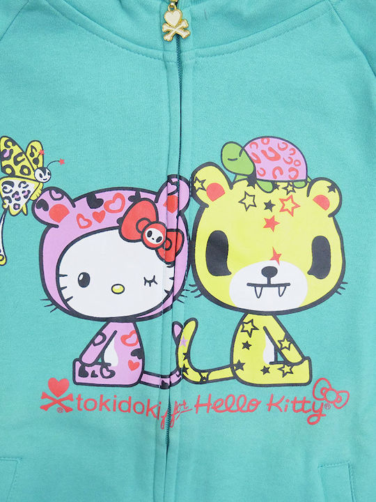 Tokidoki Kids Sweatshirt Cardigan with Hood Turquoise