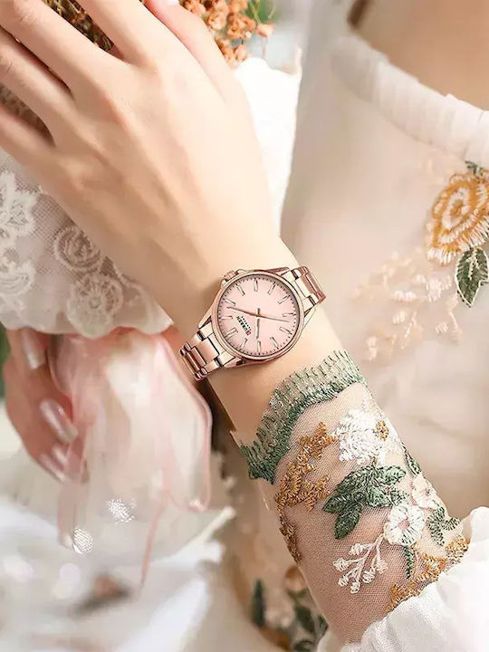 Curren Women's Watch with Pink Gold Metal Bracelet