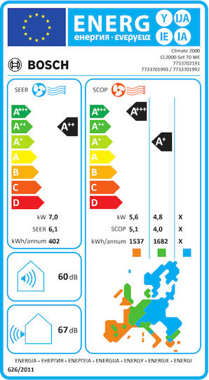 Bosch Climate 2000 Κλιματιστικό Inverter 24000 BTU A++/A+