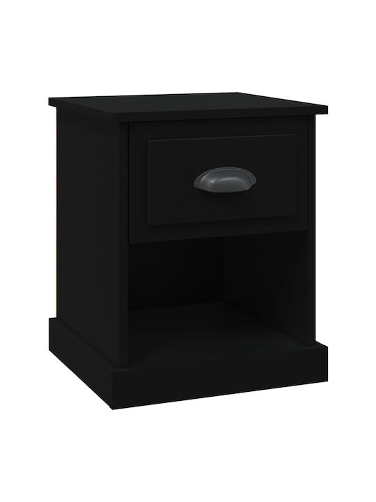 Wooden Bedside Table Black 39x39x47.5cm