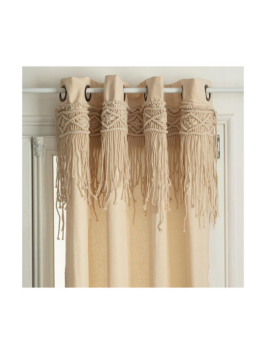 Atmosphera Κουρτίνα με Τρουκς Rituality Macrame Μπεζ 140x260εκ.