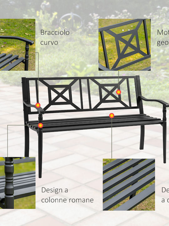 Bench Outdoor Metal Black 128x62.5x81.5cm