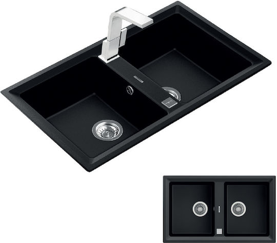 Teka Stone 90 C-TG 2B Ένθετος από Συνθετικό Γρανίτη Μ86xΠ51cm Black Carbon