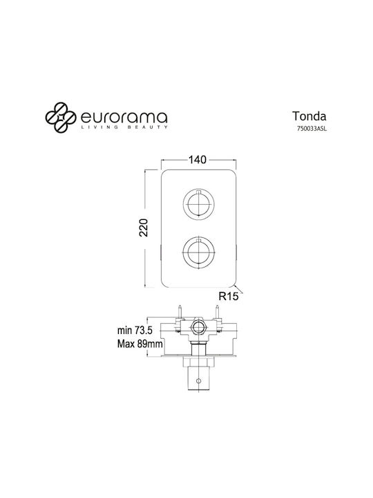 Eurorama Tonda Built-In Mixer for Shower with 3 Exits Silver