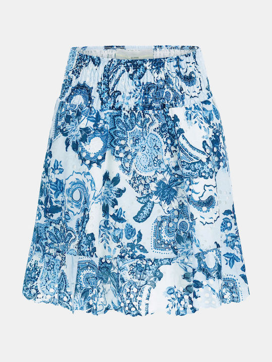 Peggy High-waisted Midi Skirt Floral Blue
