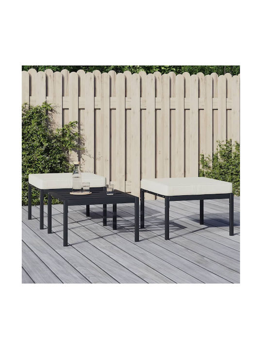 Scaun Metalic Cub Pentru Exterior Cu Pernă Negru 2 Bucăți 60x60x35cm