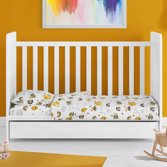 Dimcol Baby Sheet Cradle Cotton White-Yellow Yellow 80x110cm
