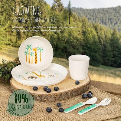 Reer Feeding Set Wildlife made of Wood Beige 5pcs