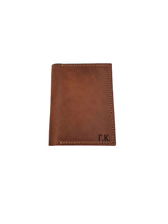 ΧΕΙΡΟΠΟΙΗΤΗ BIFOLD ΔΕΡΜΑΤΙΝΗ ΚΑΡΤΟΘΗΚΗ UNISEX ΜΕ ΧΑΡΑΞΗ - Oily Brown