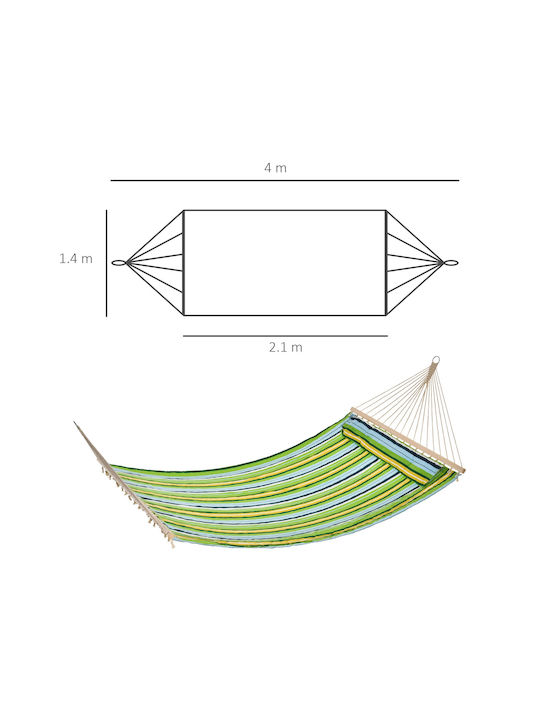 Outsunny Hängematte Doppelter Stoff Grün 400x140cm