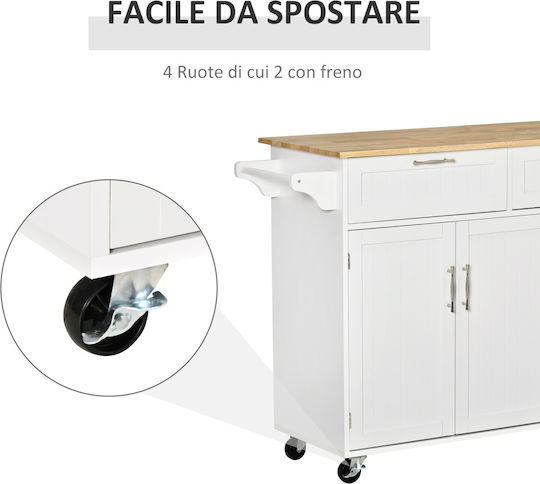 Floor Kitchen Cabinet White 121x46x91cm