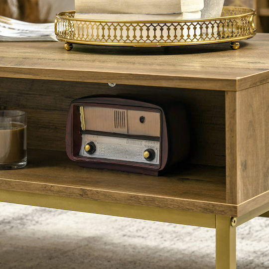 Rectangular Central Coffee Table Wooden with Drawers Brown M100xW59xH42.8cm