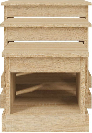 Ορθogonales Zigon-Set aus Holz Sonoma Eiche 3 Stück M48xB45xH45cm