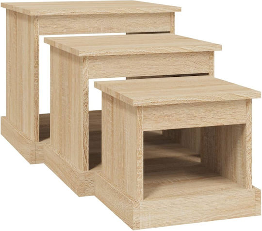 Ορθogonales Zigon-Set aus Holz Sonoma Eiche 3 Stück M48xB45xH45cm