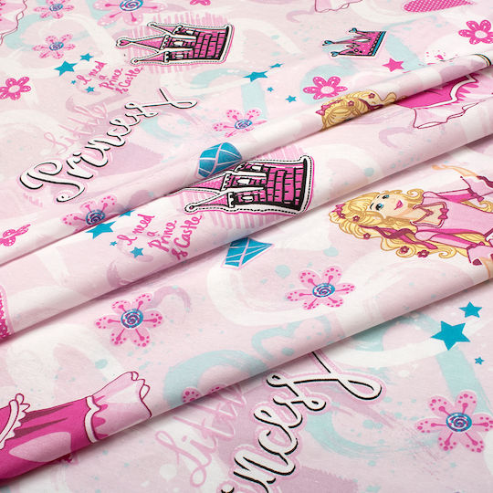 Dimcol Princess 390 Kids Duvet Cover Single Cotton Pink 160x240cm