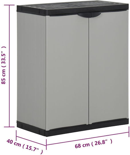 Double-leaf Polypropylene Outdoor Storage Cabinet with 1 Shelf 68x40x85 cm