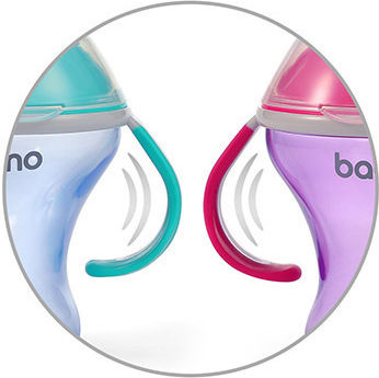 Babyono Non-Spill Εκπαιδευτικό Μπιμπερό Πλαστικό με Λαβές Μωβ 6m+ 180ml