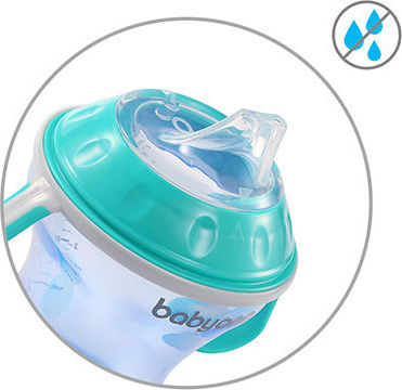 Babyono Non-Spill Educational Sippy Cup Plastic with Handles Light Blue for 6m+m+ 180ml