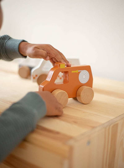 Tryco Wooden Fire Truck Vehicle for 3+ Months