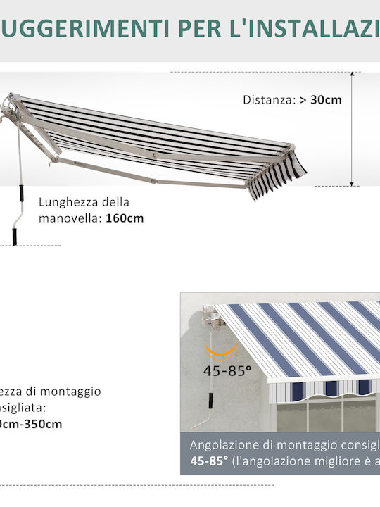 Outsunny Τέντα Βεράντας Μπλε 2.5x2m