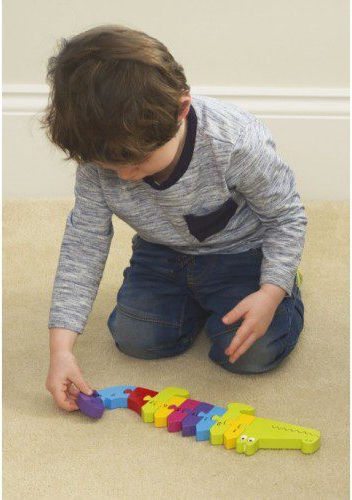 Holz Kinderpuzzle Crocodile Numbers 11pcs Orange Tree Toys