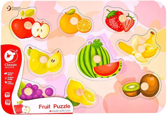 Wooden Kids Peg Puzzle Fruit Puzzle 9pcs Classic World
