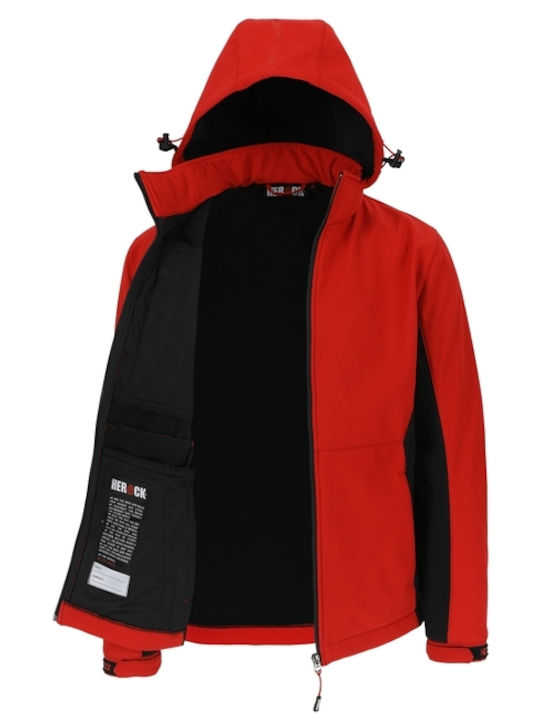 Herock Trystan Work Jacket Softshell with Detachable Hood Red