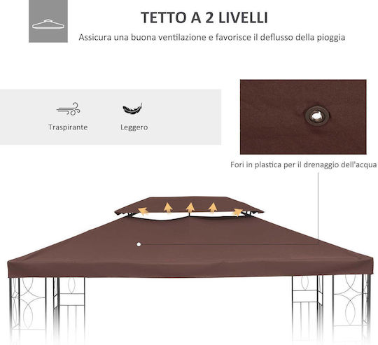 Outsunny Acoperiș pentru foișor Maro 4x3m