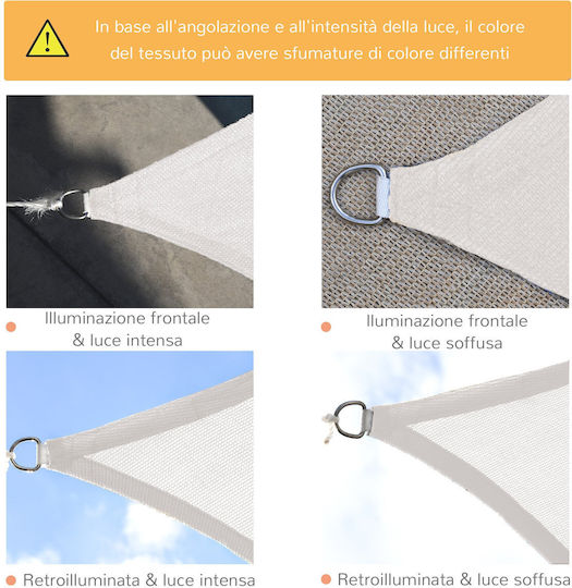 Outsunny Ορθογώνιο Πανί Σκίασης Λευκό με Κρίκους 6x4m